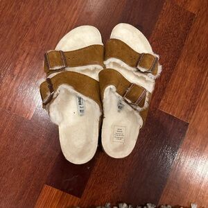 Fur-lined Birkenstocks